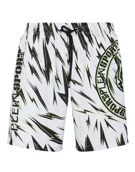 Шорты для плавания Plein Sport Board Shorts Tiger, белый