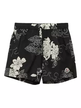 Шорты для плавания с цветочным принтом Moncler, черный