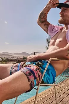 Шорты для плавания с фотографией длина 17 дюймов Superdry, синий