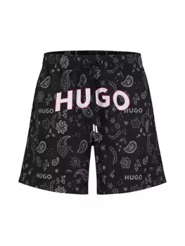 Шорты для плавания с логотипом и принтом пейсли Hugo, черный
