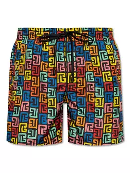 Шорты для плавания с монограммой Balmain, черный