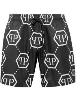 Шорты для плавания с монограммой Philipp Plein, черный
