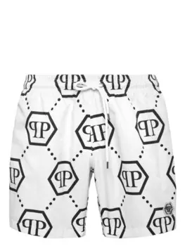 Шорты для плавания с монограммой Philipp Plein, белый