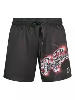 Шорты для плавания с принтом Philipp Plein, черный