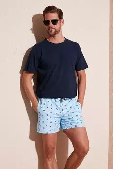 Шорты для плавания с рисунком, поясом и карманами. Купальник короткий 380M427 Buratti, бирюзовый