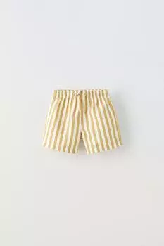 Шорты для плавания с широкими полосами ZARA, горчица