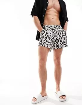 Шорты для плавания средней длины с завитками ASOS DESIGN