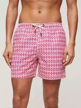 Шорты для плавания Superdry Geometric Print 15", цвет pink/white