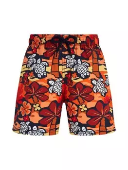 Шорты для плавания Vilebrequin Kids Monoi Turtles Stretch, оранжевый
