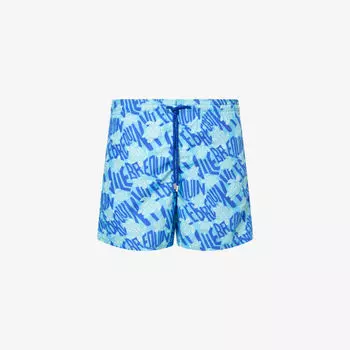 Шорты для плавания Vilebrequin Moorea с графическим принтом, синий