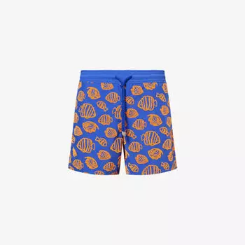 Шорты для плавания Vilebrequin Moorea с принтом, синий / оранжевый