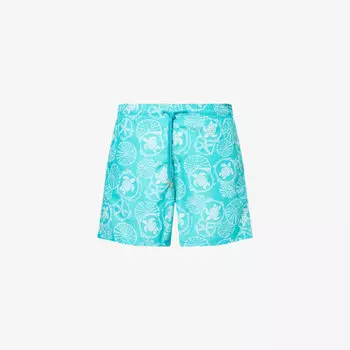 Шорты для плавания Vilebrequin x Te Mana O Te Moana с принтом, бело-голубой