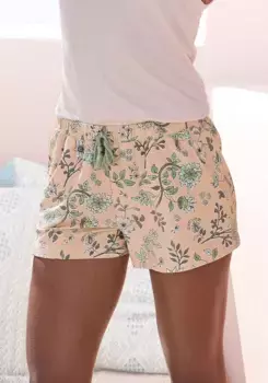 Шорты для сна LASCANA с цветочным принтом по всей поверхности, розовый