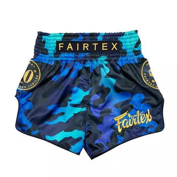 Шорты для тайского бокса Fairtex BS1916 Golden Jubilee, Luster, размер M, синий