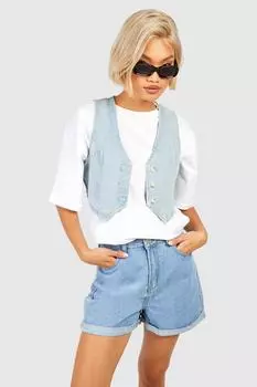 Шорты днеим с высокой посадкой Boohoo, синий