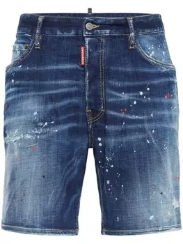 Шорты DSQUARED2 с брызгами краски, синий