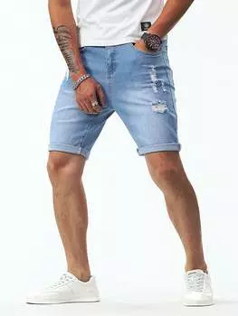 Шорты джинсовые Manfinity Legnd с рваными краями, светло-синий