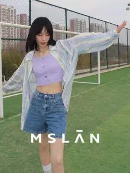 Шорты джинсовые Mslan А-силуэта, синий