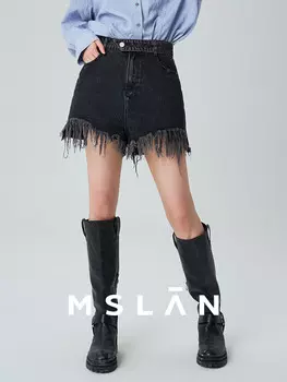 Шорты джинсовые MSlan в ретро стиле, черный