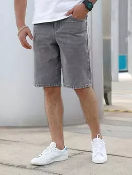 Шорты джинсовые прямые с карманами, серый