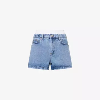 Шорты джинсовые The Couture Club Boxer-Waistband с нашивкой на поясе, синий