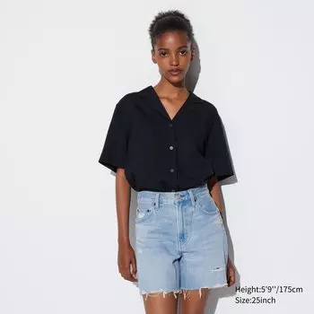 Шорты джинсовые Uniqlo с высокой посадкой, синий