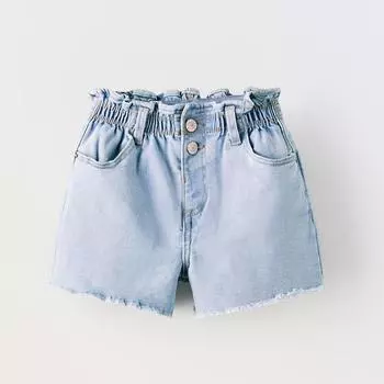 Шорты джинсовые Zara Paperbag, голубой