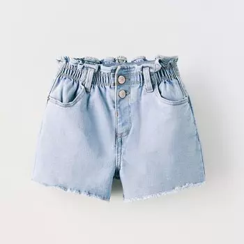 Шорты джинсовые Zara Paperbag, голубой