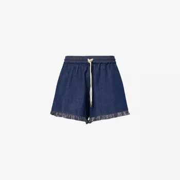 Шорты джинсовые Zimmermann Rhiannon с бахромой, темно-синий