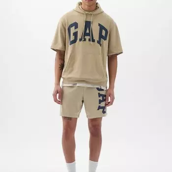 Шорты-Джоггеры из флиса с крупным принтом логотипа Gap, бежевый