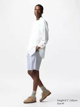 Шорты easy stretch сатиновая ткань Uniqlo, цвет 64 синий
