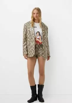 Шорты EFFECT ANIMAL Bershka, бежевый