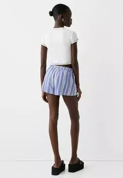 Шорты Elasticated Waistband Detail Bershka, крапчатый синий