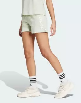 Шорты Essentials Linear French Try цвета зеленого льна adidas