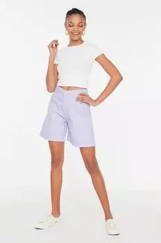 Шорты - Фиолетовый - Высокая талия Trendyol, фиолетовый