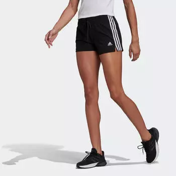 Шорты Fitness 3 Stripes Slim хлопок без кармана женские черные ADIDAS
