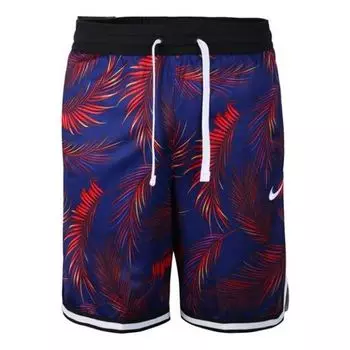 Шорты flowers logo printing drawstring basketball shorts blue Nike, синий