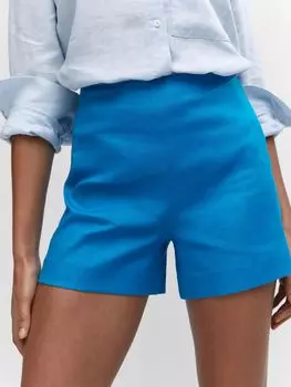Шорты Flyn из смесового льна Mango, бирюзовый