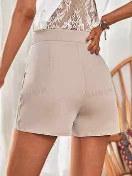 Шорты Frenchy с цепочкой и плиссированными карманами Shein, абрикосовый