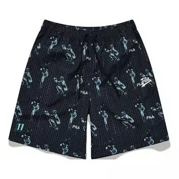 Шорты full print baseball woven sports 5-inch shorts 'black teal' Fila Fusion, черный