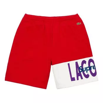 Шорты fw19 week 5 x lacoste logo panel sweatshort logo Supreme, красный