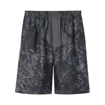 Шорты Gucci Flora And Fauna Print Silk Shorts Antracite/Black, черный