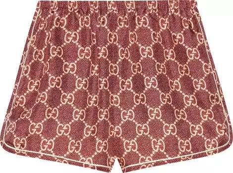 Шорты Gucci GG Supreme Print Silk Shorts Red, красный