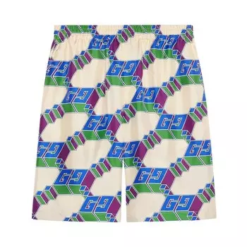 Шорты Gucci Jersey Shorts, цвет Ivory/Blue/Multicolor