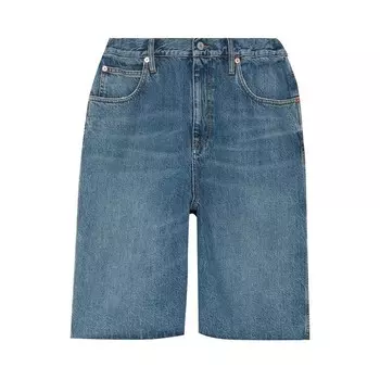 Шорты Gucci Organic Denim Shorts With Crystal G, цвет Petroleum Blue