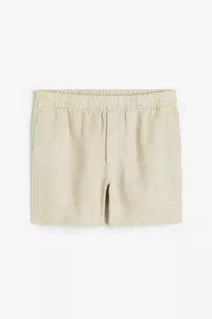 Шорты H&M Regular Fit Linen, светло-бежевый