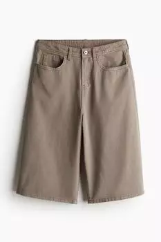 Шорты H&M Knee-length Twill, серо-коричневый