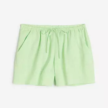 Шорты H&M Linen-blend Pull-on, светло-зеленый