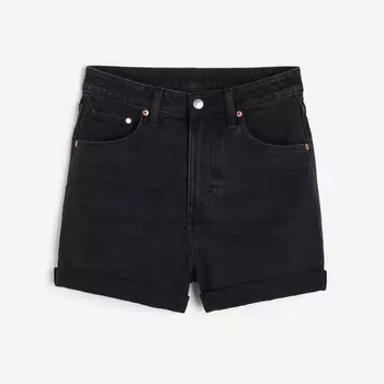 Шорты H&M Mom Ultra High Denim, черный