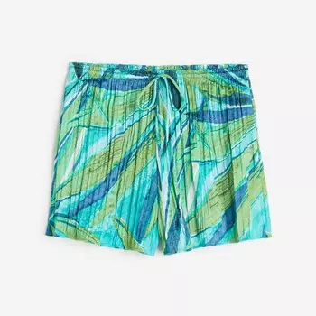 Шорты H&M Printed Satin, бирюзовый